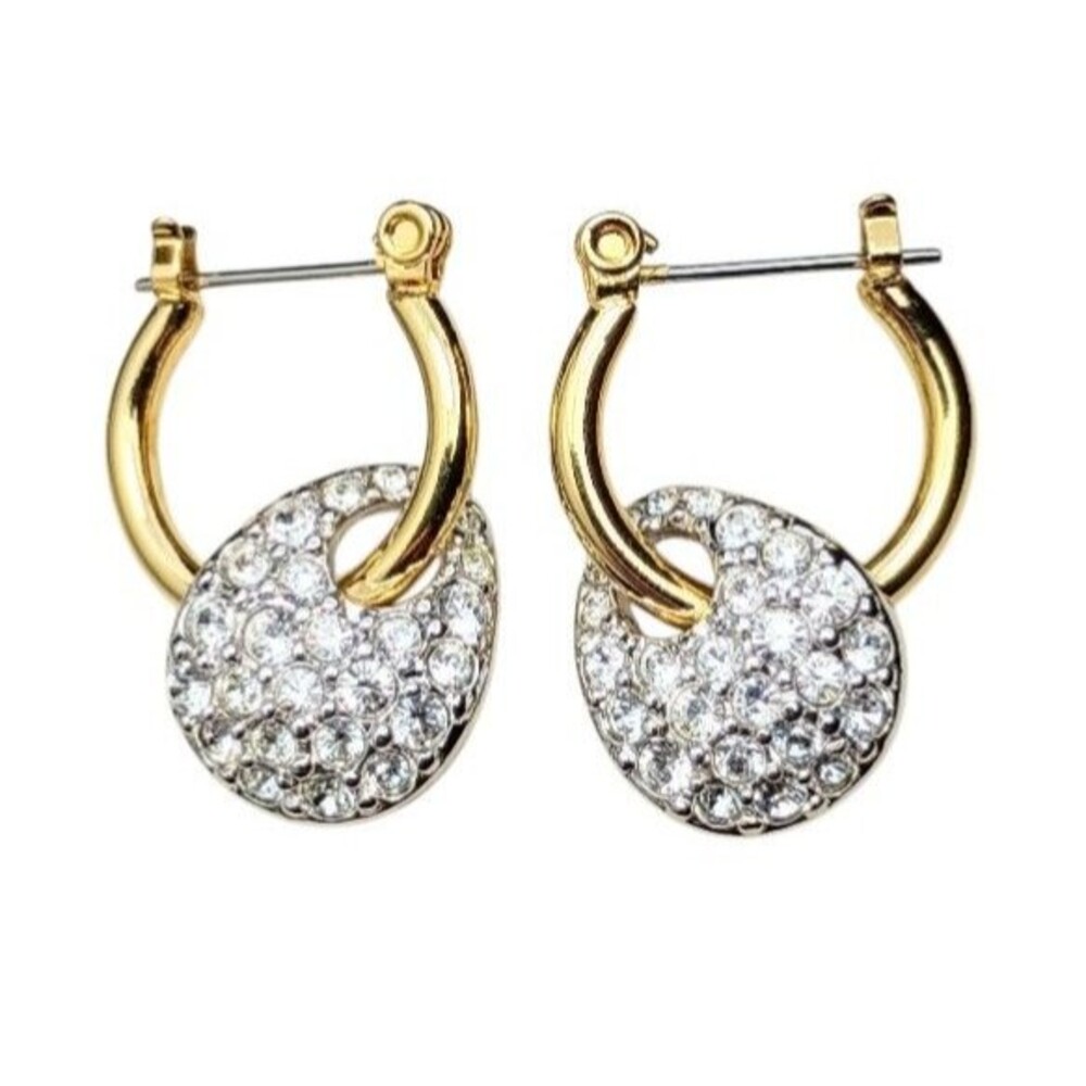 Vintage Swarovski Swan Crystal Gold Plated Drop Earrings LNC